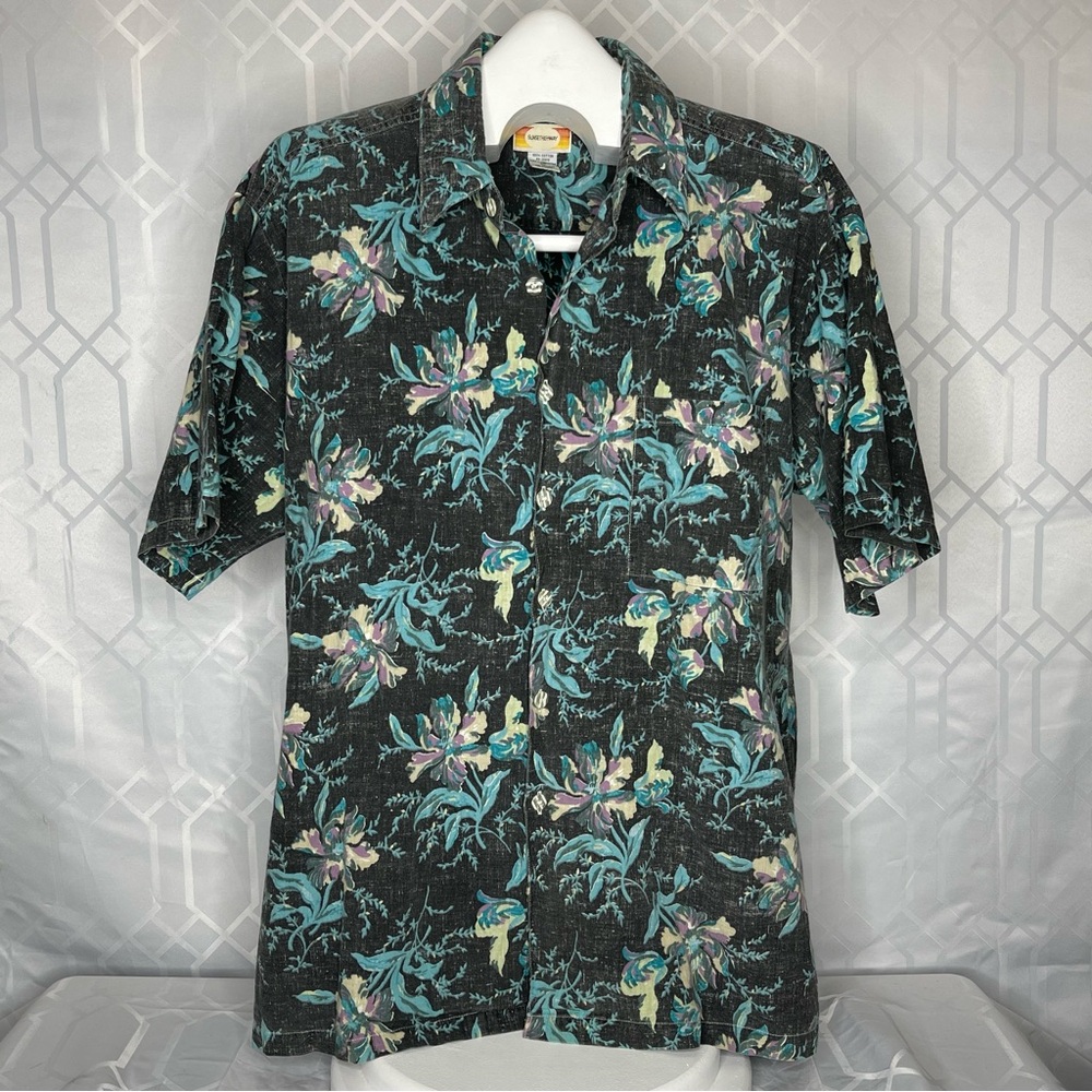 Sunset Highway Vintage Floral 100% Cotton Hawaiian Style Button Up Shirt XL